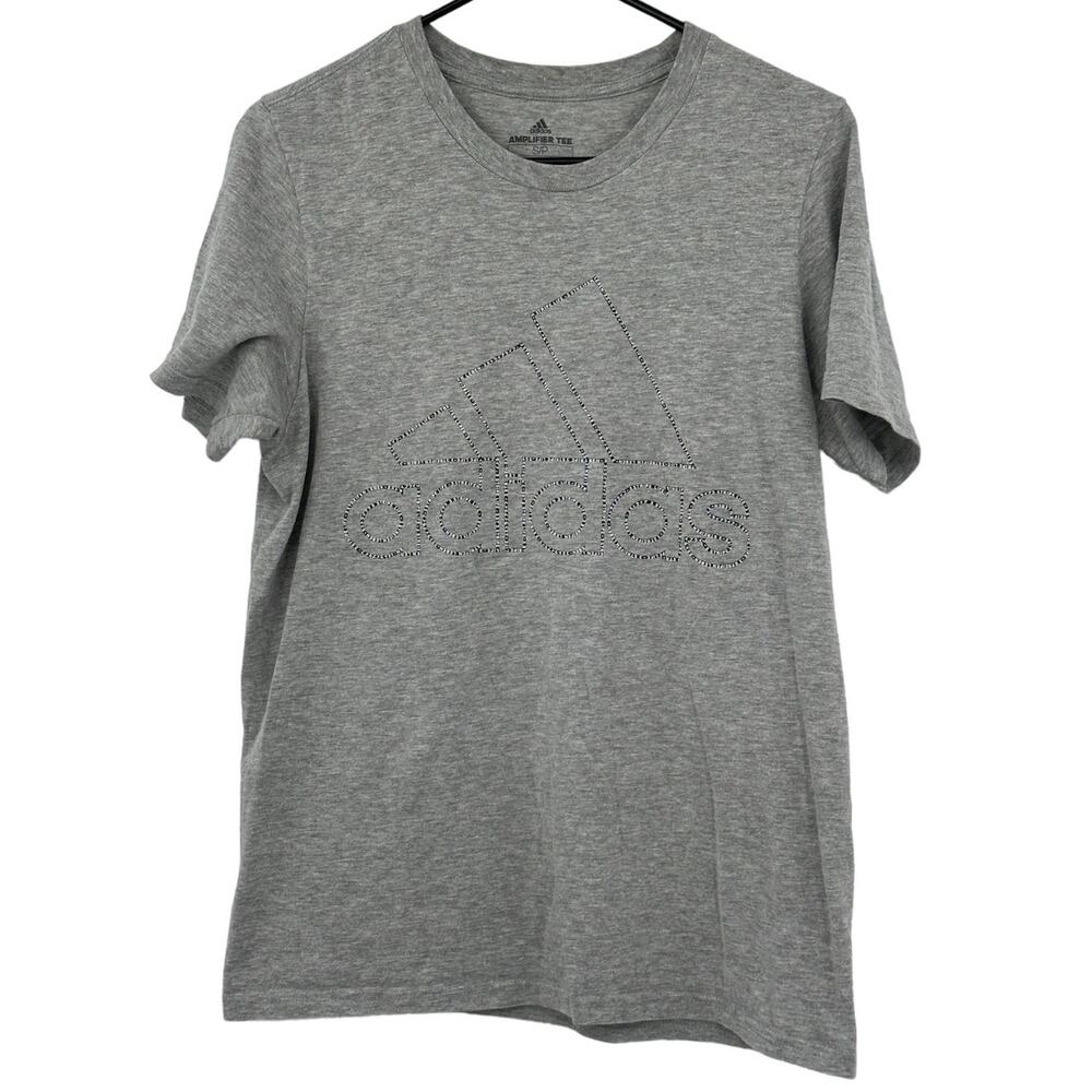 Adidas Shirt Men Small Gray Amplifier Tee Short Sleeves Crew Cotton Graphic Logo
